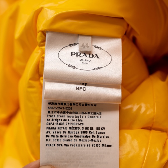 size 44 / 8 US Prada Yellow Triangle-Quilted Puffer Down Jacket Nylon - Picture 10 of 13
